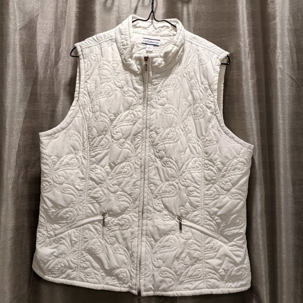 Croft & Barrow Cream Quilted Vest Size Large